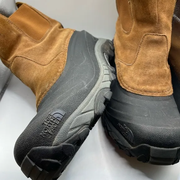 The North Face Mens 8.5 Brown Suede Waterproof Snow Boots Heat Seeker Barn Warm