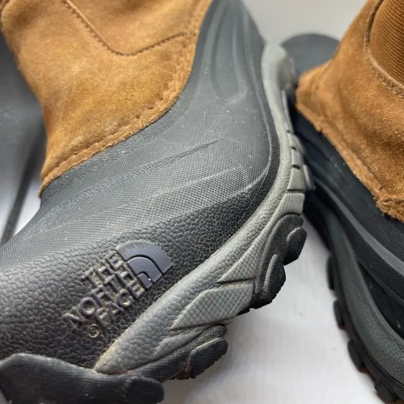 The North Face Mens 8.5 Brown Suede Waterproof Snow Boots Heat Seeker Barn Warm