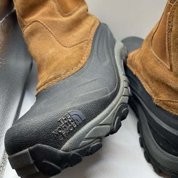 The North Face Mens 8.5 Brown Suede Waterproof Snow Boots Heat Seeker Barn Warm