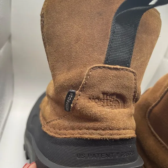The North Face Mens 8.5 Brown Suede Waterproof Snow Boots Heat Seeker Barn Warm