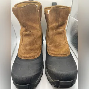 The North Face Mens 8.5 Brown Suede Waterproof Snow Boots Heat Seeker Barn Warm
