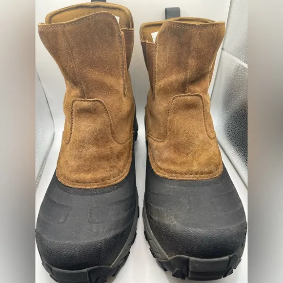 The North Face Mens 8.5 Brown Suede Waterproof Snow Boots Heat Seeker Barn Warm
