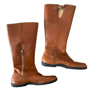 The North Face Womens Trail Camryn Riding Boots Brown Leather High Zip Sz 8