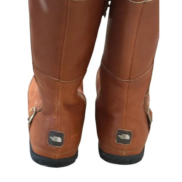 The North Face Womens Trail Camryn Riding Boots Brown Leather High Zip Sz 8