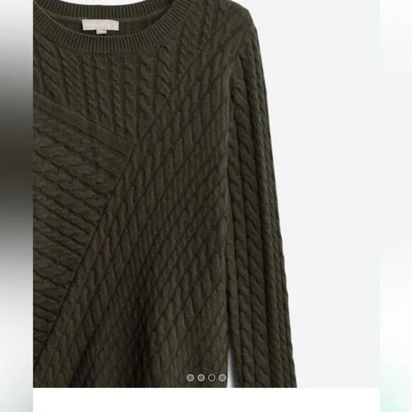 The Evolution Cyrus Aneesa Cable Knit Asymmetric HemSweater Olive Stitch Fix Nwt