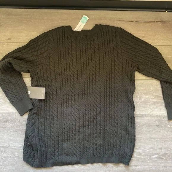The Evolution Cyrus Aneesa Cable Knit Asymmetric HemSweater Olive Stitch Fix Nwt
