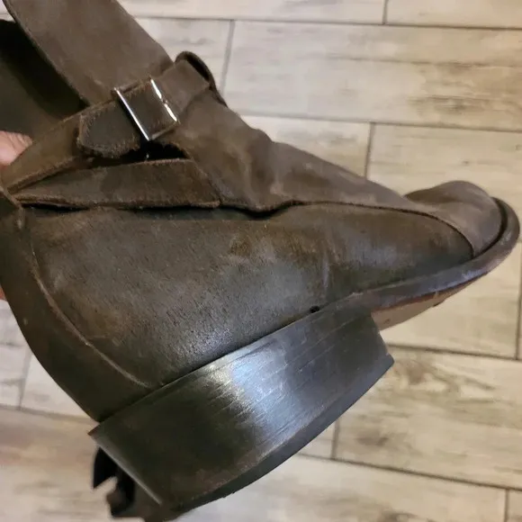 THURSDAY BOOT CO. Brown suede ROUGE weathersafe strap buckle boots MEN'S 13