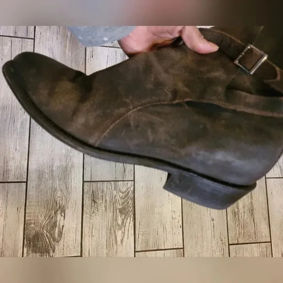 THURSDAY BOOT CO. Brown suede ROUGE weathersafe strap buckle boots MEN'S 13