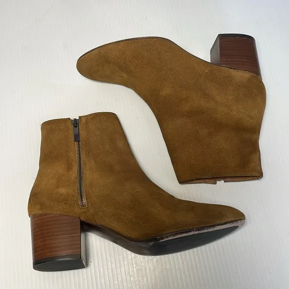 THURSDAY BOOT COMPANY Paloma Spice Suede Casual Boots Size 9 Block Heel Side Zip