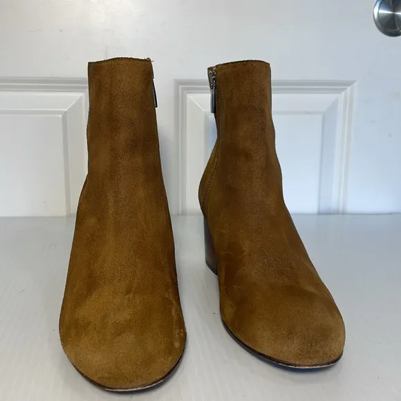 THURSDAY BOOT COMPANY Paloma Spice Suede Casual Boots Size 9 Block Heel Side Zip