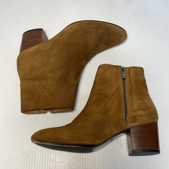 THURSDAY BOOT COMPANY Paloma Spice Suede Casual Boots Size 9 Block Heel Side Zip