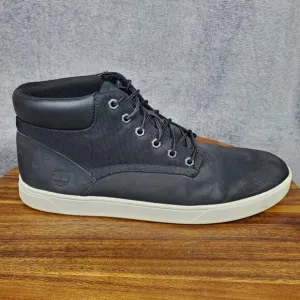 Timberland Chukka Boots Men's 12 Black Leather Lace Up Casual Ankle Shoes