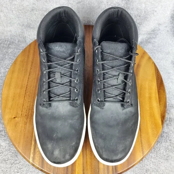 Timberland Chukka Boots Men's 12 Black Leather Lace Up Casual Ankle Shoes