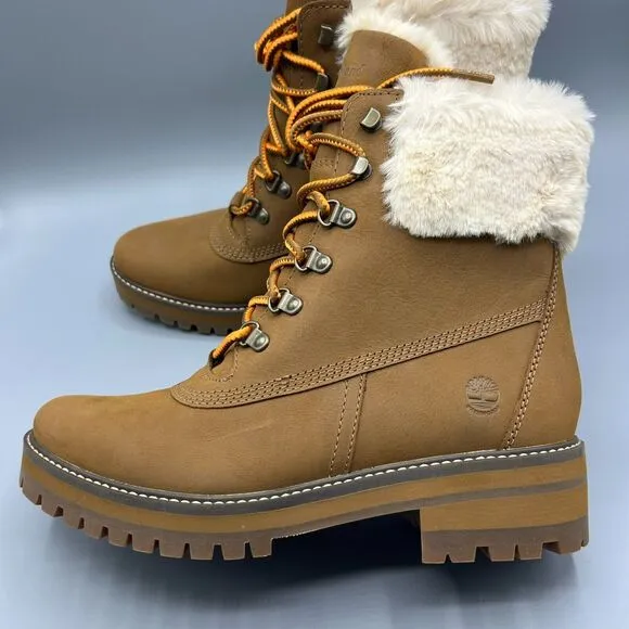 Timberland Courmayeur Valley 6&quot; Faux Fur Warm Lined Boots Size 11 Brown Nubuck