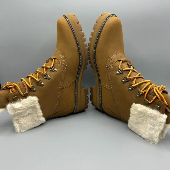 Timberland Courmayeur Valley 6&quot; Faux Fur Warm Lined Boots Size 11 Brown Nubuck