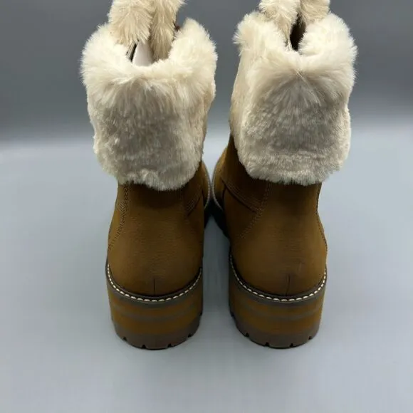 Timberland Courmayeur Valley 6&quot; Faux Fur Warm Lined Boots Size 11 Brown Nubuck
