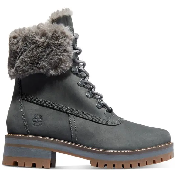 Timberland Courmayeur Valley 6&quot; WP Warm Lined Grey Ankle Boots Bootie Shoe 9 NEW