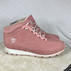 Timberland Hiking Lace Up High Top Boots Sz 8.5 Pink Leather Casual Skate Bootie