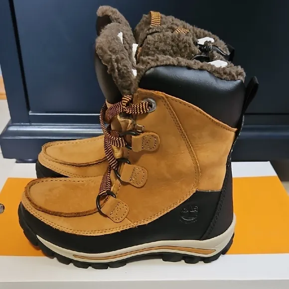 Timberland Kids Tan and Black Winter Boots
