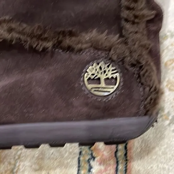 Timberland Mukluk Brown Suede Warm Women’s Sz 5.5M Slip On Faux Fur Winter Boot