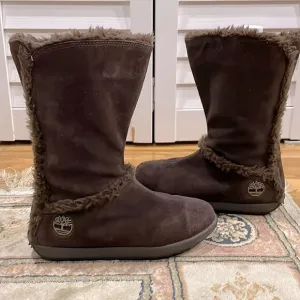 Timberland Mukluk Brown Suede Warm Women’s Sz 5.5M Slip On Faux Fur Winter Boot