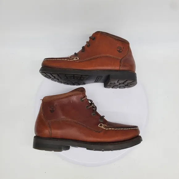 Timberland Shoes Women's 6.5M Brown Leather Moc-Toe Lace-Up Ankle Hiking Boots