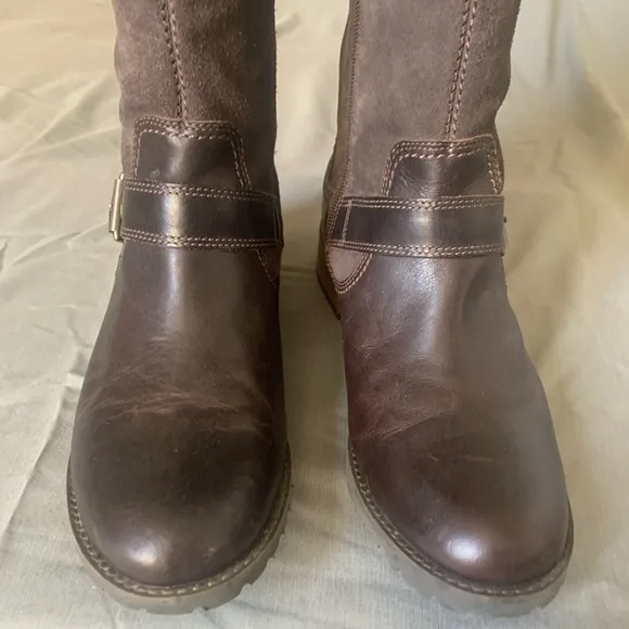 Timberland Womens Bethel 8323A Brown Suede Leather Zip Up Tall Boots Sz 9.5