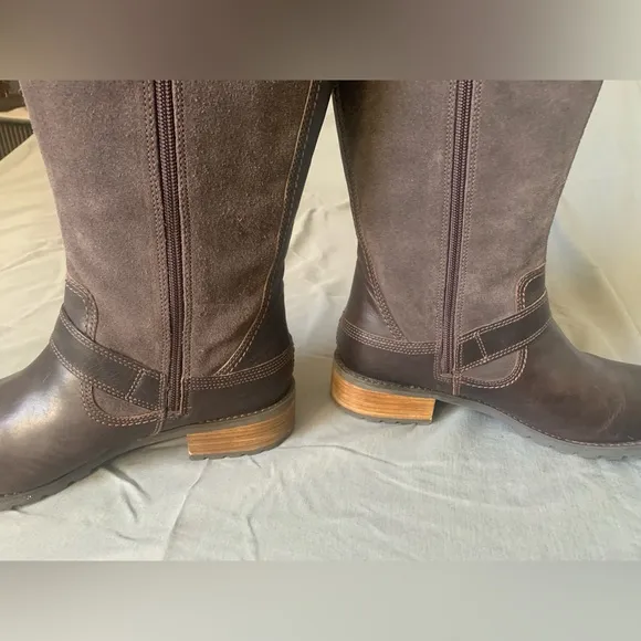 Timberland Womens Bethel 8323A Brown Suede Leather Zip Up Tall Boots Sz 9.5