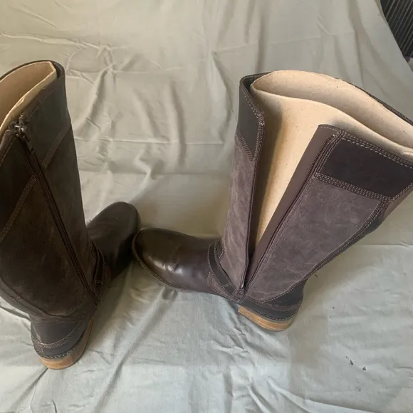 Timberland Womens Bethel 8323A Brown Suede Leather Zip Up Tall Boots Sz 9.5