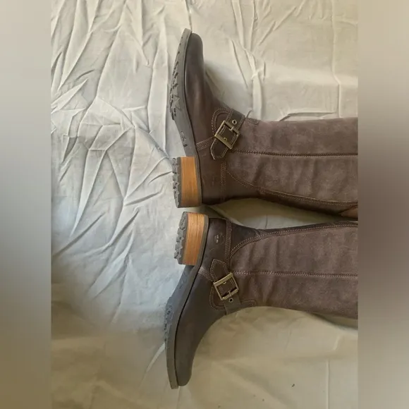 Timberland Womens Bethel 8323A Brown Suede Leather Zip Up Tall Boots Sz 9.5