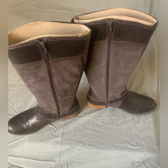 Timberland Womens Bethel 8323A Brown Suede Leather Zip Up Tall Boots Sz 9.5