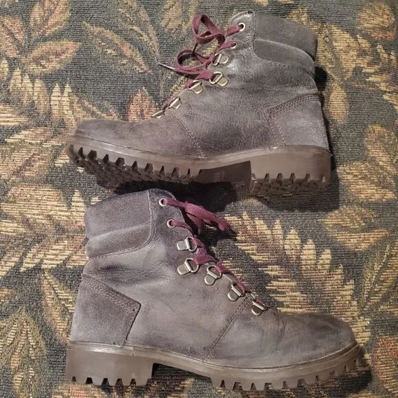 Timberland Dark Grey Hiking Boots w\ Purple Laces