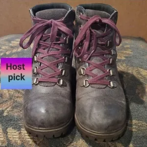 Timberland Dark Grey Hiking Boots w\ Purple Laces