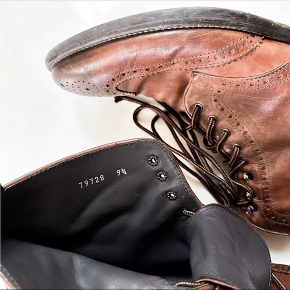 To Boot New York Brennan Lace Up Brogue Boot Leather 9 1/2 Mens - RETAIL $498
