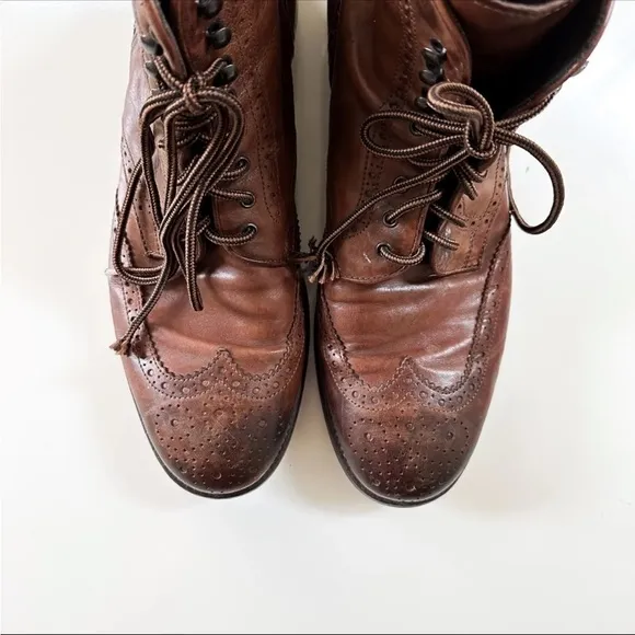 To Boot New York Brennan Lace Up Brogue Boot Leather 9 1/2 Mens - RETAIL $498