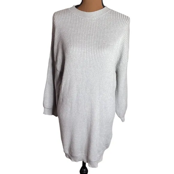 Tobi So Lost Heather grey ribbed sweater mini dress size S