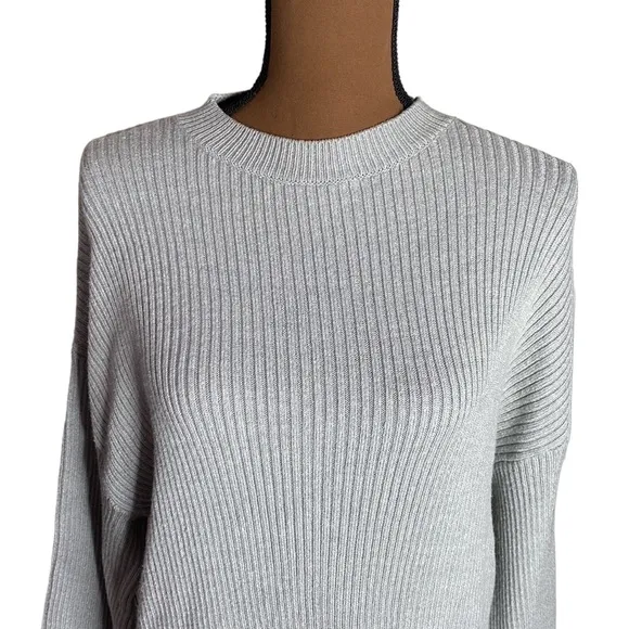 Tobi So Lost Heather grey ribbed sweater mini dress size S