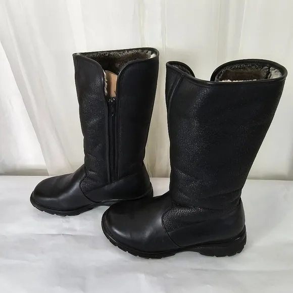 Toe Warmers Canada Shelter black leather boots fur lining size 7