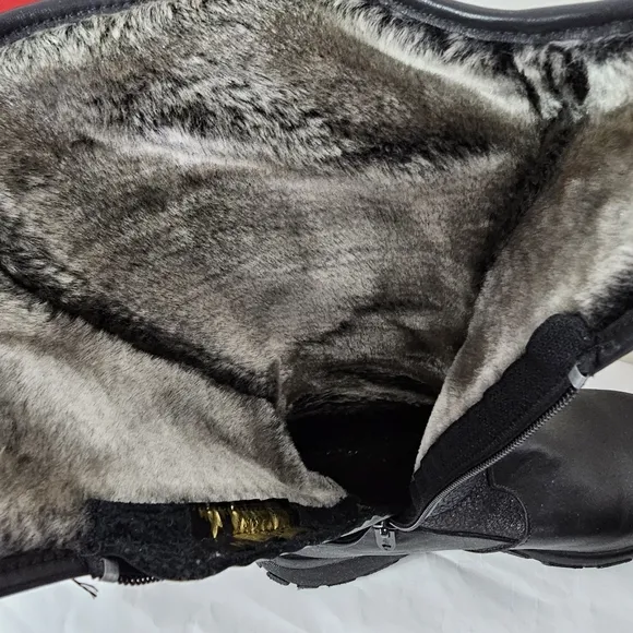 Toe Warmers Canada Shelter black leather boots fur lining size 7