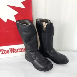 Toe Warmers Canada Shelter black leather boots fur lining size 7