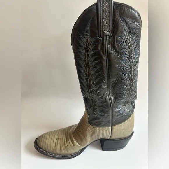 Tony Lama Mens 7 D Lizard Leather Cowboy Boots Style #8561 USA