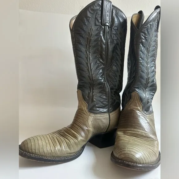 Tony Lama Mens 7 D Lizard Leather Cowboy Boots Style #8561 USA
