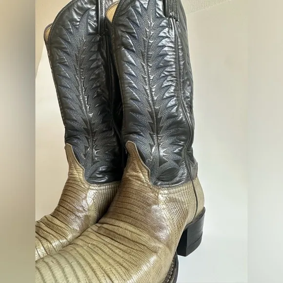 Tony Lama Mens 7 D Lizard Leather Cowboy Boots Style #8561 USA