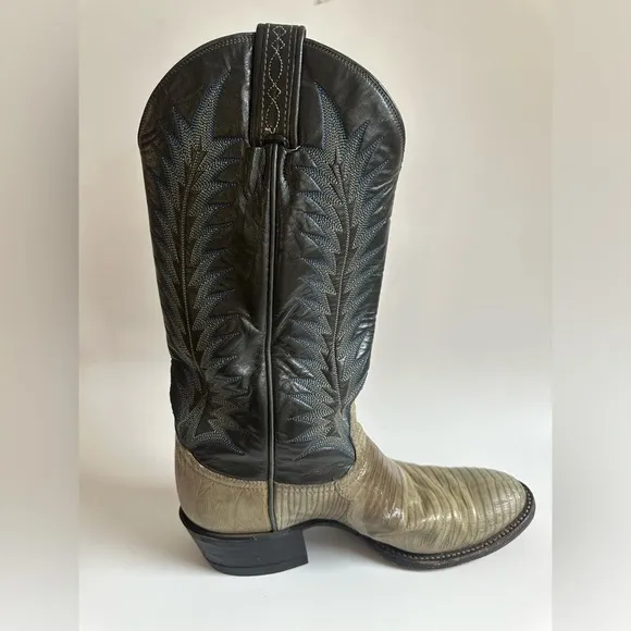 Tony Lama Mens 7 D Lizard Leather Cowboy Boots Style #8561 USA