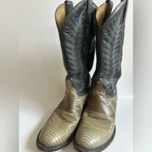 Tony Lama Mens 7 D Lizard Leather Cowboy Boots Style #8561 USA