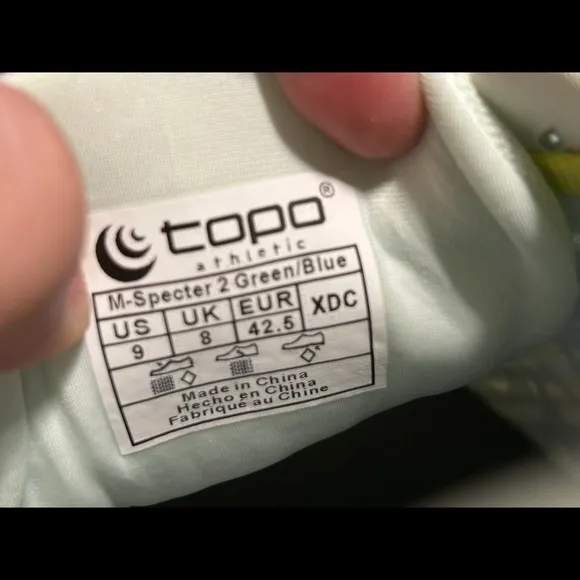 Topo Specter 2 Running Shoes Sneakers Green/Blue Mens Size 9