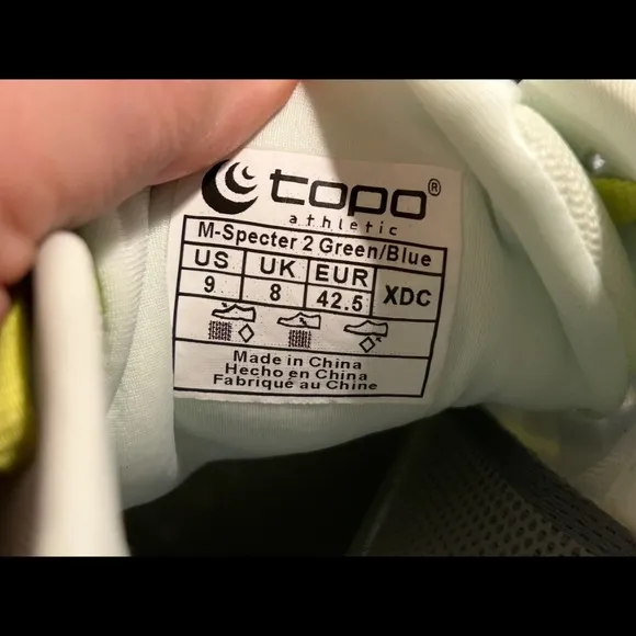 Topo Specter 2 Running Shoes Sneakers Green/Blue Mens Size 9