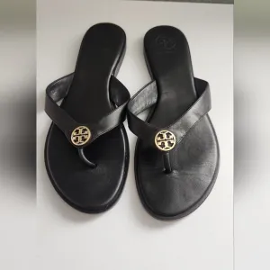 🌸Tory Burch Black Leather Flip flop Sandals Size 7