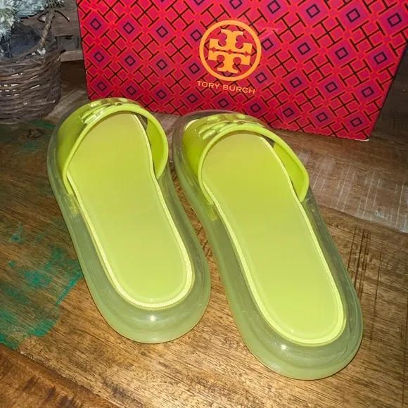 Tory Burch Bubble Jelly sandal/ slide. Size 7. Blazing Yellow. NWT NIB