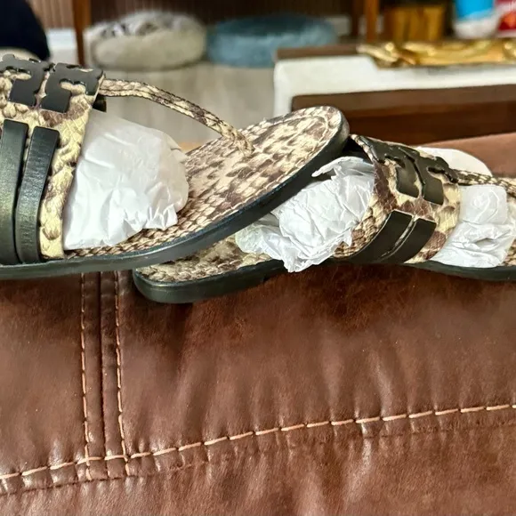 Tory Burch Leigh Snakeskin Pattern Women's Sandals 7.5